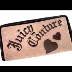 Juicy Couture Vintage Y2K With Heart Embroidery Zip Wallet With Charm